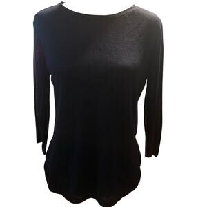 Vince Sheer Lightweight Long Sleeve Knit Top, Novy Blue, Women's XS